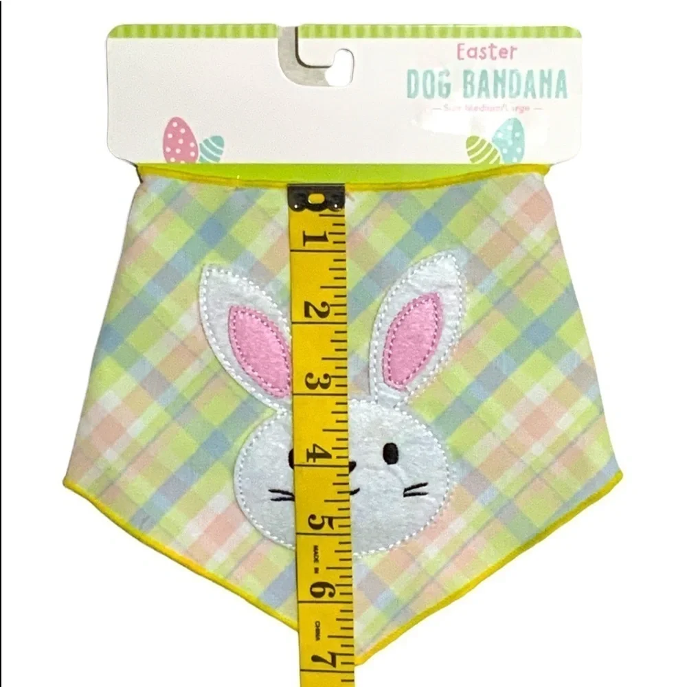Easter Dog Bandanna Bunny Rabbit Spring Colors Plaid Multicolor Medium to Large